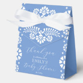 Cielito lindo stoffig blauw baby shower gunsten bedankdoosjes (Voorkant)