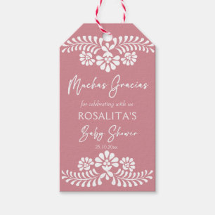 Cielito lindo stoffig roze Mexicaans baby shower Cadeaulabel