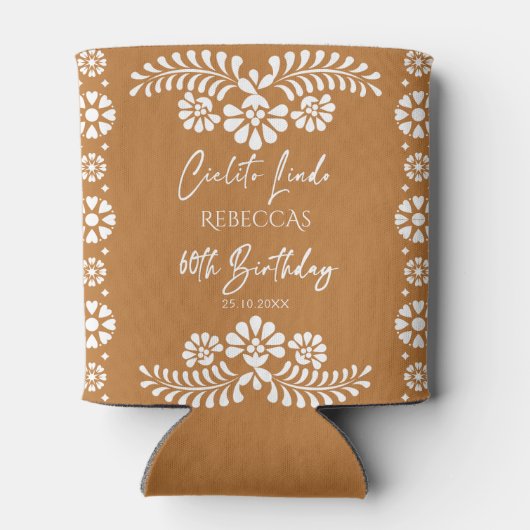 Cielito lindo terracotta Mexicaanse 60ste verjaard Blikjeskoeler (Achterkant)