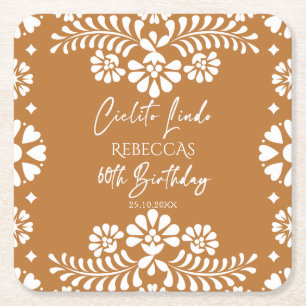 Cielito lindo terracotta Mexicaanse 60ste verjaard Vierkante Kartonnen Onderzetter