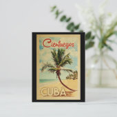 Cienfuegos Palm Tree Vintage Briefkaart (Staand voorkant)