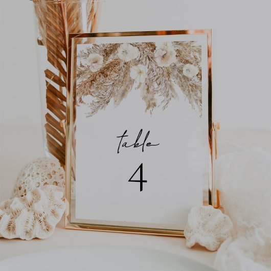 CIERA Bohemian Pampas Beige Desert Table Numbers Kaart