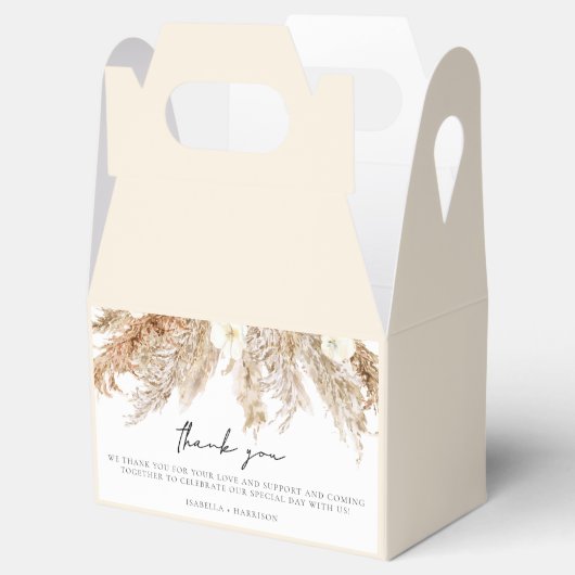 CIERA Bohemian Pampas Grass Earth Tone Favor Box Bedankdoosjes (Geopend)
