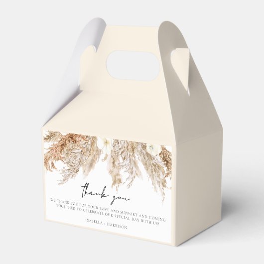 CIERA Bohemian Pampas Grass Earth Tone Favor Box Bedankdoosjes (Voorkant Zijde)