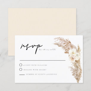 CIERA Boho Dry Pampas Grass RSVP-kaart Kaart