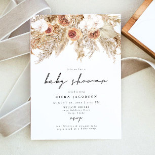 CIERA Boho Terracotta Floral Pampas Baby shower Kaart