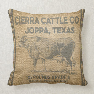 CIERRA CATTLE CO JOPPA TEXAS burlap Stylow Kussen