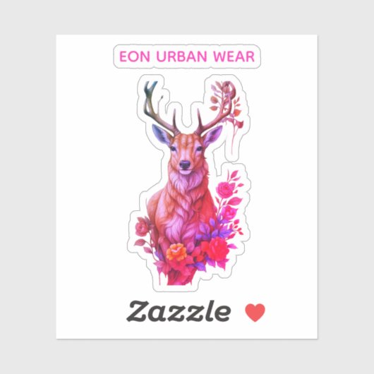 CIERVO ENTRE FLORES STICKER (Vel)