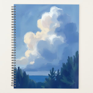 Cieux nuageux Peinture à l'aquarelle de la forêt