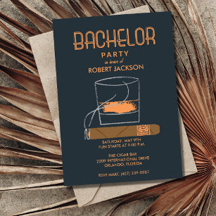 Cigar and Whisky Bachelor Party Invitation Kaart
