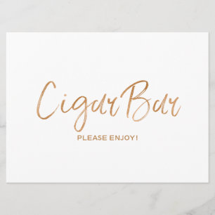 "Cigar Bar" Bord Trouwdag   Stijlvolle Gouden Roos Kaart