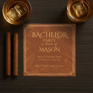 Cigar Bar Thème Bachelor Party Invitation