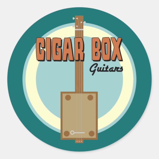 Cigar Box Guitar Ronde Sticker (Voorkant)
