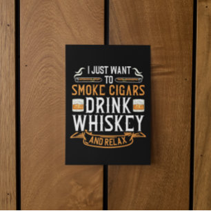 Cigar en Whiskey Quote Briefkaart