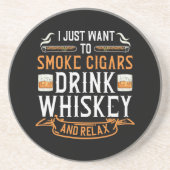 Cigar et Whiskey Citation Dessous de verre de grès (Devant)
