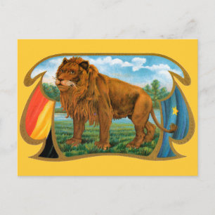  Cigar Label Art, Afrikaanse leeuw in Savannah Briefkaart