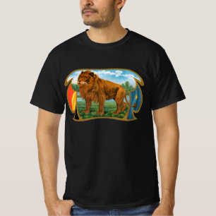  Cigar Label Art, Afrikaanse leeuw in Savannah T-shirt