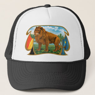  Cigar Label Art, Afrikaanse leeuw in Savannah Trucker Pet