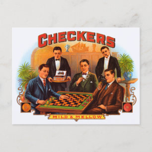 Cigar Label Art, Checkers Mild en Mellow Briefkaart