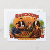 Cigar Label Art, Checkers Mild en Mellow Briefkaart (Voorkant / Achterkant)