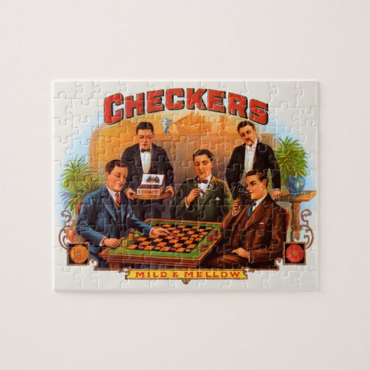 Cigar Label Art, Checkers Mild en Mellow Legpuzzel (Horizontaal)