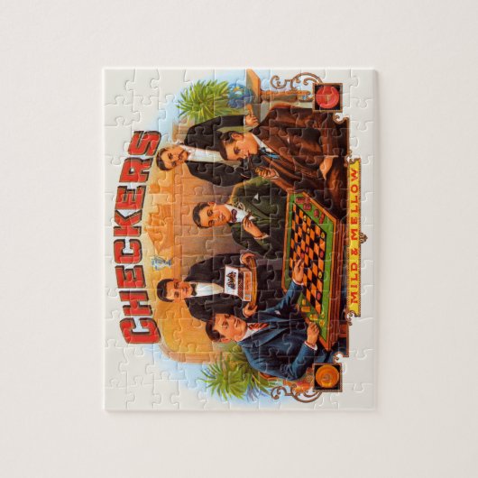 Cigar Label Art, Checkers Mild en Mellow Legpuzzel (Verticaal)