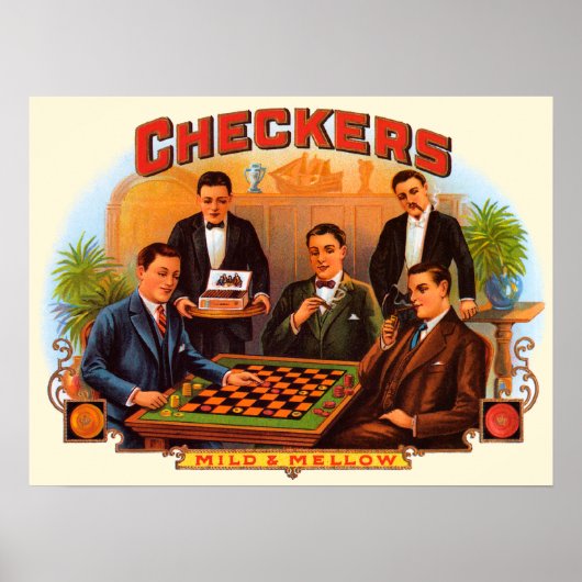  Cigar Label Art, Checkers Mild en Mellow Poster (Voorkant)