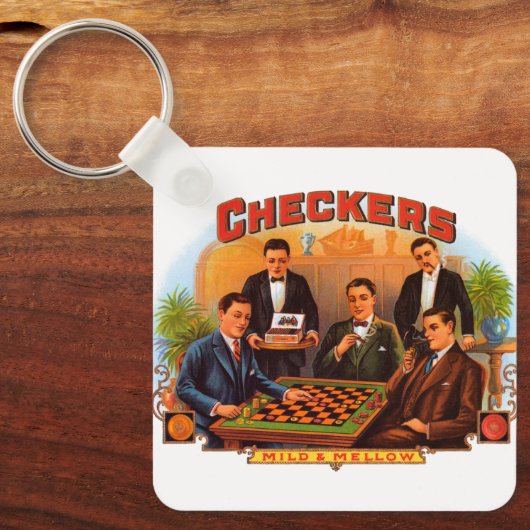  Cigar Label Art, Checkers Mild en Mellow Sleutelhanger (Voorkant)