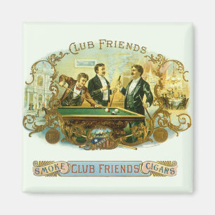  Cigar Label Art, Club Friends Billiards Magneet