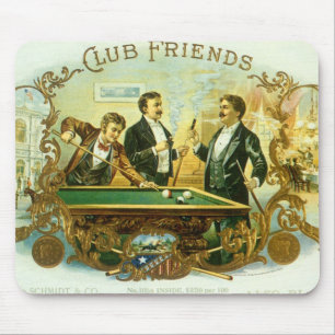 Cigar Label Art, Club Friends Billiards Muismat
