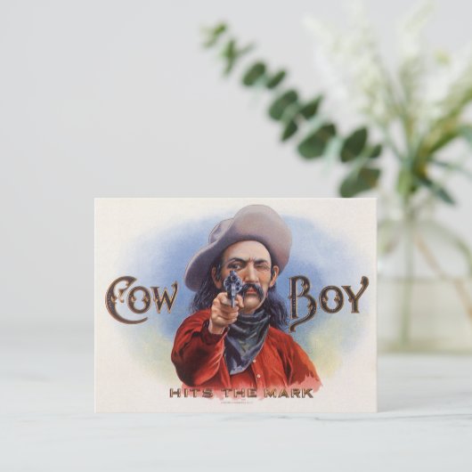 Cigar Label Art, Cowboy past het merk aan Briefkaart (Staand voorkant)