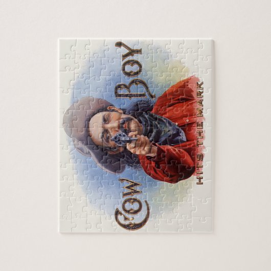 Cigar Label Art, Cowboy past het merk aan Legpuzzel (Verticaal)