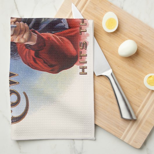 Cigar Label Art, Cowboy past het merk aan Theedoek (Quarter Fold)