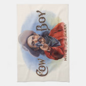 Cigar Label Art, Cowboy past het merk aan Theedoek (Verticaal)