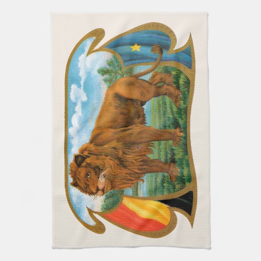  Cigar Label Art, Leon, koning van het Oerwoud Theedoek (Verticaal)