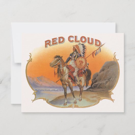 Cigar Label Art, Red Cloud Indian op paard (Voorkant)