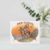  Cigar Label Art, Red Cloud Indian op paard (Staand voorkant)