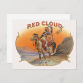  Cigar Label Art, Red Cloud Indian op paard (Voorkant / Achterkant)