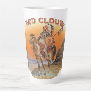  Cigar Label Art, Red Cloud Indian op paard Latte Mok
