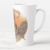 Cigar Label Art, Red Cloud Indian op paard Latte Mok (Rechts)