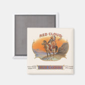  Cigar Label Art, Red Cloud Indian op paard Magneet (Voorkant / Achterkant)