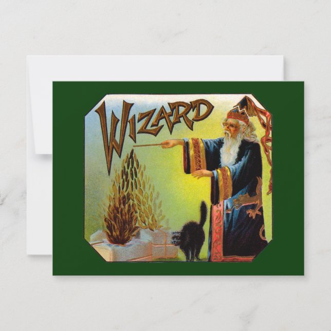  Cigar Label Art, Wizard met zwart katje (Voorkant)