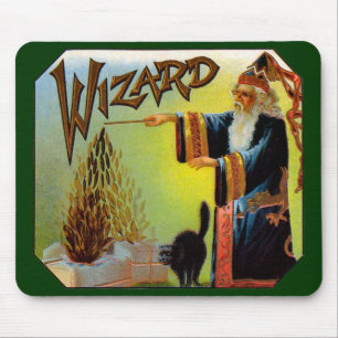 Cigar Label Art, Wizard met zwart katje Muismat