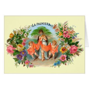  Cigar Label La Palmiera, Vrouw met Angels