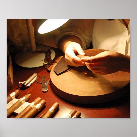 Cigar Making (Digitale Droge Borstel) Poster (Voorkant)