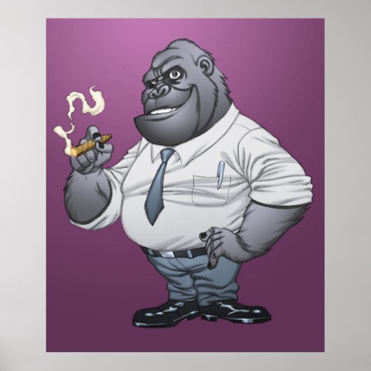 Cigar Smoking Business Man Boss Gorilla door Al Ri Poster (Voorkant)