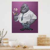 Cigar Smoking Business Man Boss Gorilla door Al Ri Poster (Keuken)