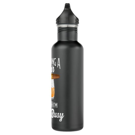 Cigar Smoking Smoking Whiskey Drink papaverT-shirt Waterfles (Rechts)