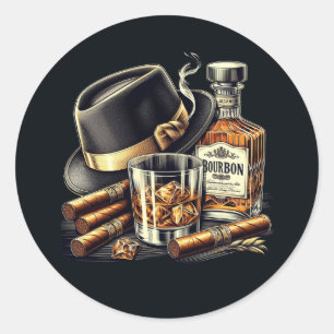 Cigares et Sticker rond classique Bourbon