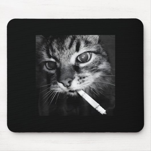 Cigarette Kitten Funny Smoking Cat Meme Stud Brain Muismat (Voorkant)